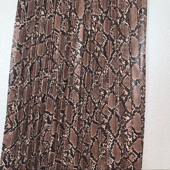 New Zara Faux Leather Snake Print Midi Pleated Skirt XS Small Medium 8372/262 - Picture 9 of 12